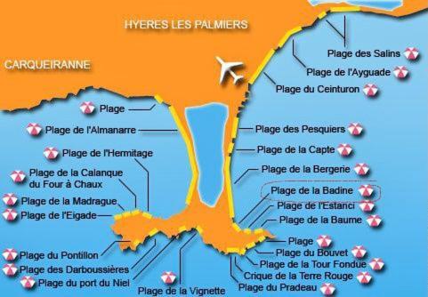 Badine Beach 5P Plage Piscine Balneo Clim Jardin Exotique Hyères Exteriör bild